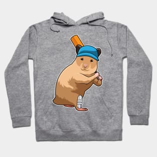 Hamster at Cricket with Cricket bat Hoodie